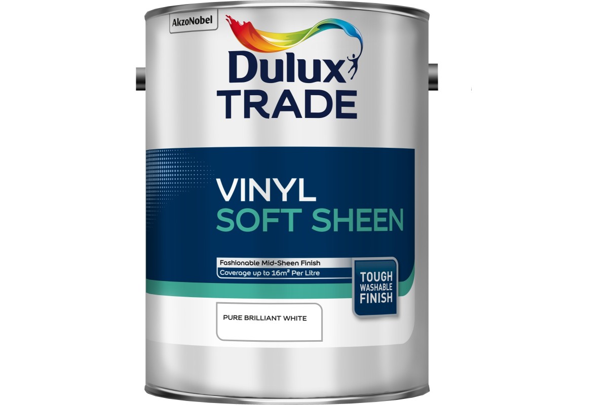 Dulux Trade Vinyl Soft Sheen Pure Brilliant White 5l Eakers Diy 7163