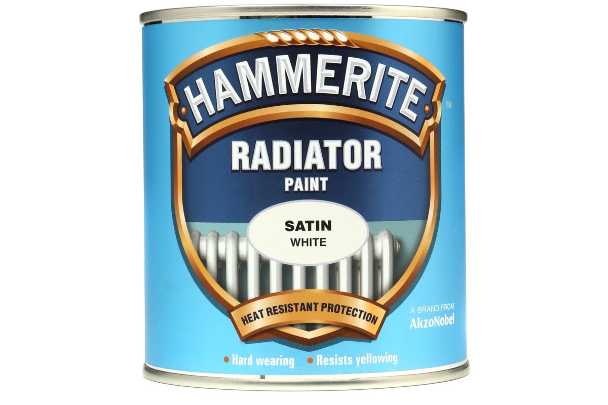 Hammerite Radiator Paint Satin White 500ml Eakers DIY