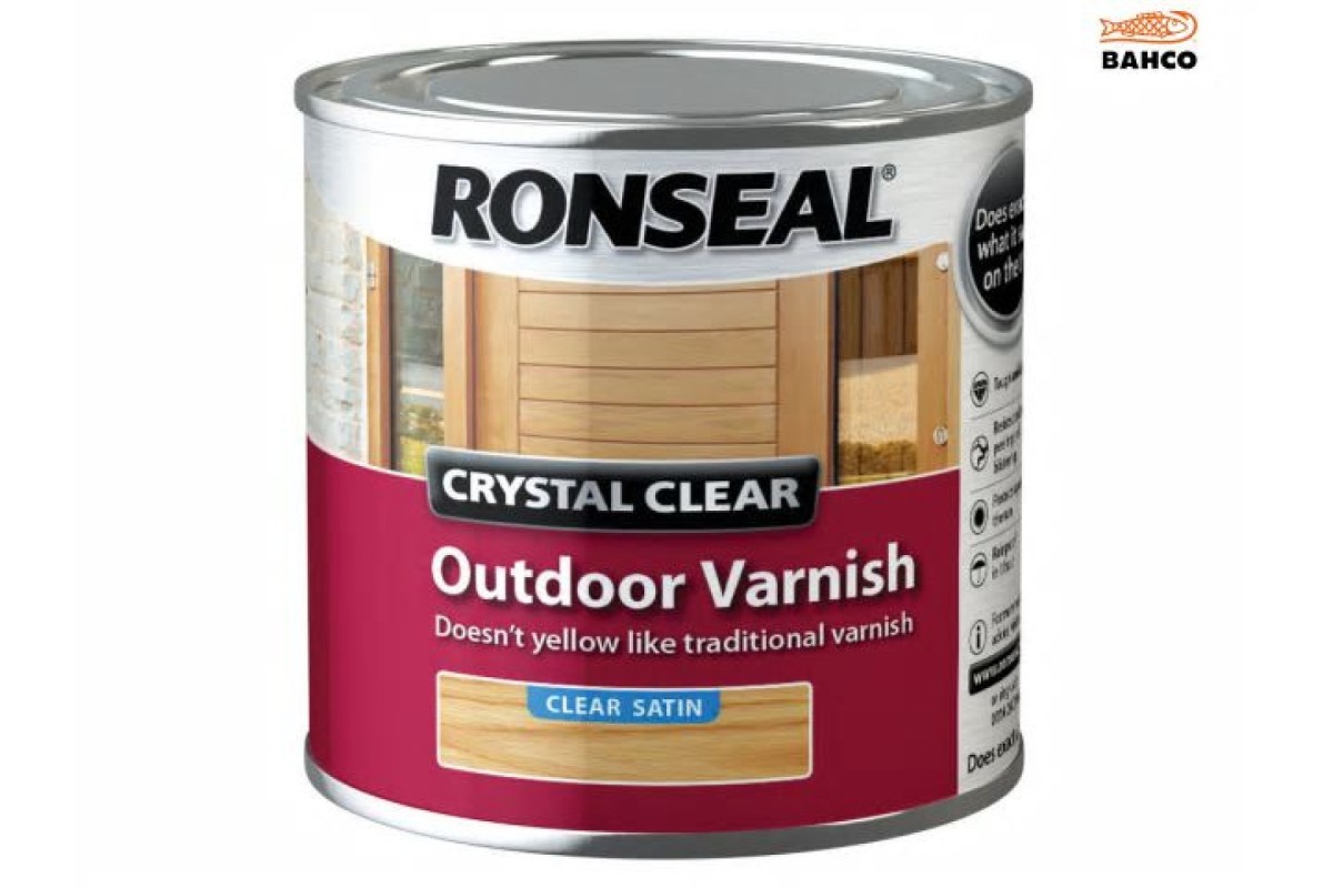 Ronseal Crystal Clear Outdoor Varnish Satin 250ml - Eakers DIY