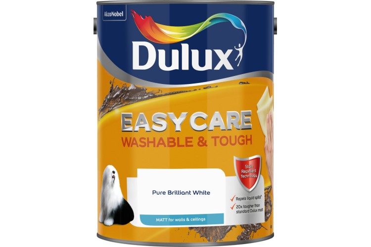 Dulux Easycare Washable & Tough Matt Paint Pure Brilliant White - 5L