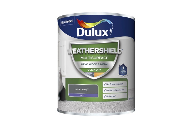 Dulux Weathershield Multi Surface  Quick Drying Satin Gallant Grey 750ml