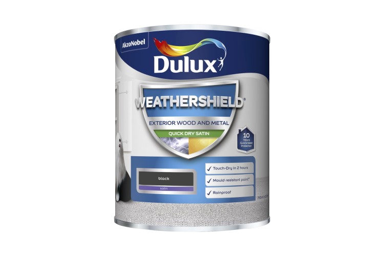 Dulux Weathershield Quick Drying Satin Black 750ml