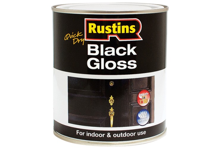 Rustins Gloss Paint Water Based Black 500ml